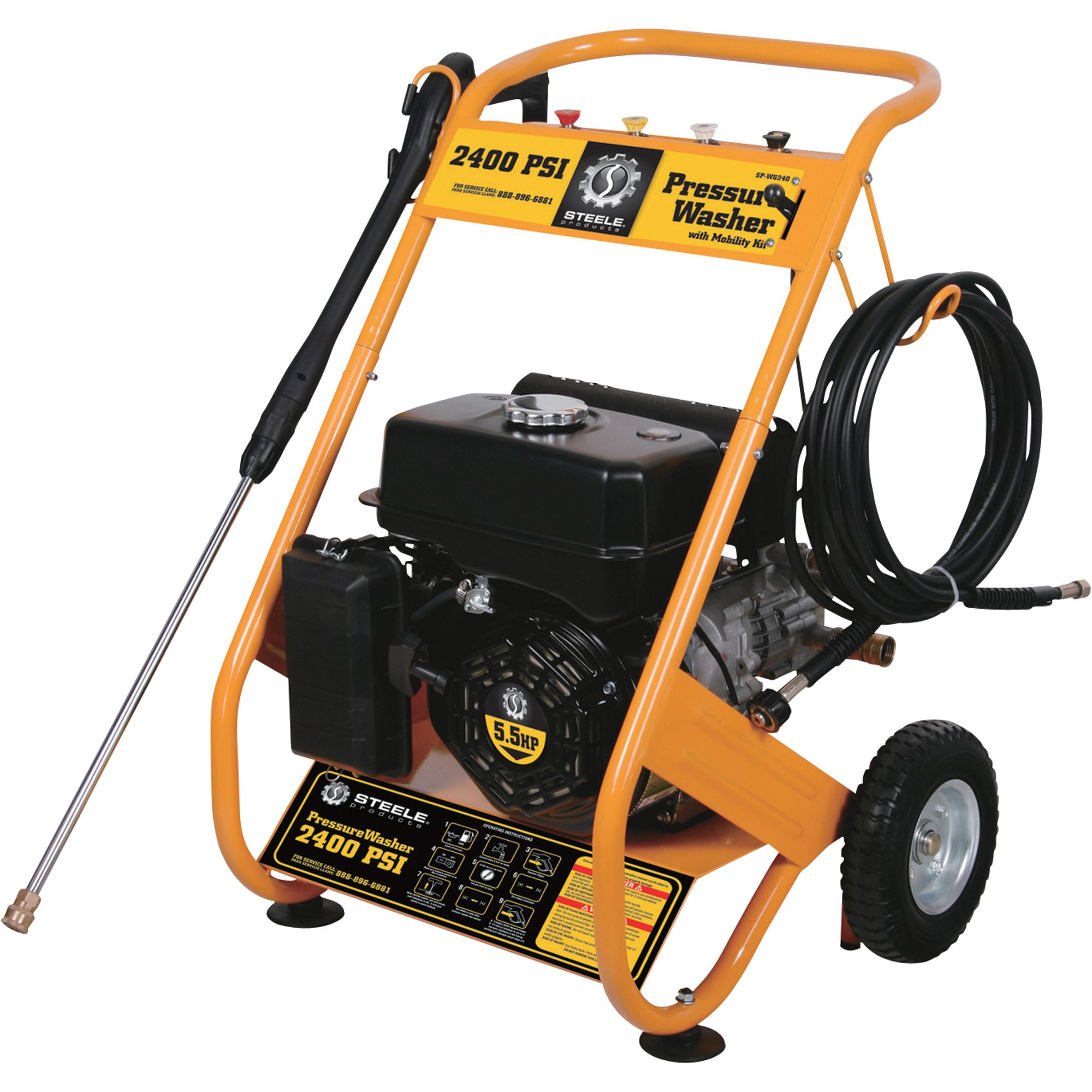 Steele Products Gas-Power Pressure Washer — 5.5 HP, 2.2 GPM, 2400 PSI, Model# SP-WG240